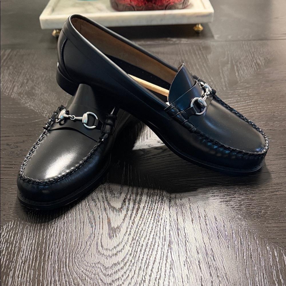 G.H. Bass & Co. Black Loafers with Silver Accents